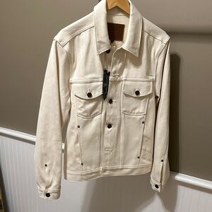 Freenote Cloth Canvas Structured Cream Denim Jacket with Button-Front